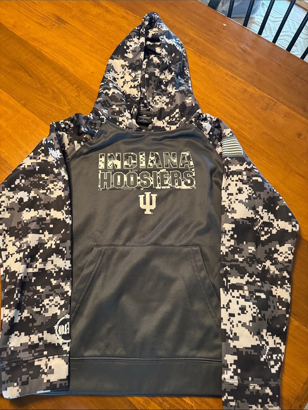 Colosseum Indiana Hoosiers Gray & Black Digital Camo Hooded Sweatshirt
